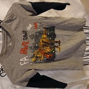 Gray Dinosaur Graphic Kids Shirt
